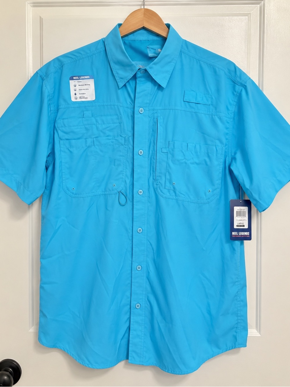 NWT Reel Legends Saltwater II Fishing Shirt Blue UPF 50 Size- L